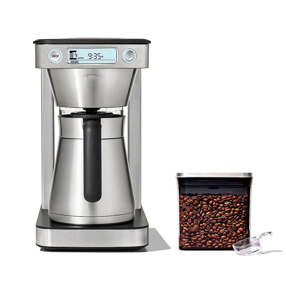 12-Cup Coffee Maker with Podless Single-Serve Function & Steel Coffee POP Container (1.7 Qt) with Scoop Bundle U8