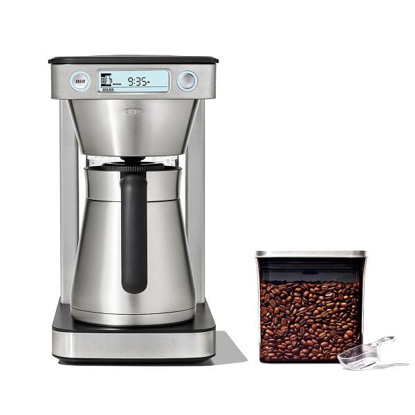 12-Cup Coffee Maker with Podless Single-Serve Function & Steel Coffee POP Container (1.7 Qt) with Scoop Bundle U8