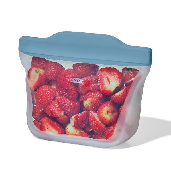 Silicone Reusable Bag Stand-Up Snack (12 oz) - Ocean Blue O3