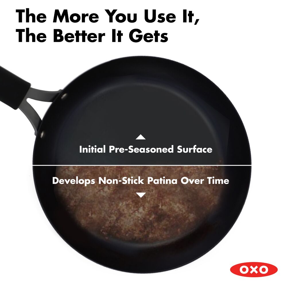 Carbon Steel Obsidian Series 8-Inch Frypan with Silicone Sleeve F6