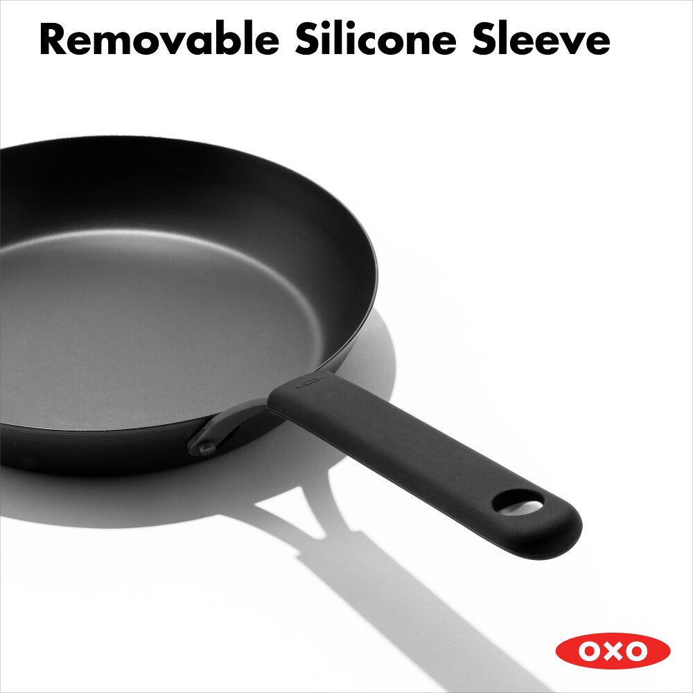 OXO Carbon Steel Obsidian Series 12-Inch Frypan with Silicone Sleeve F2