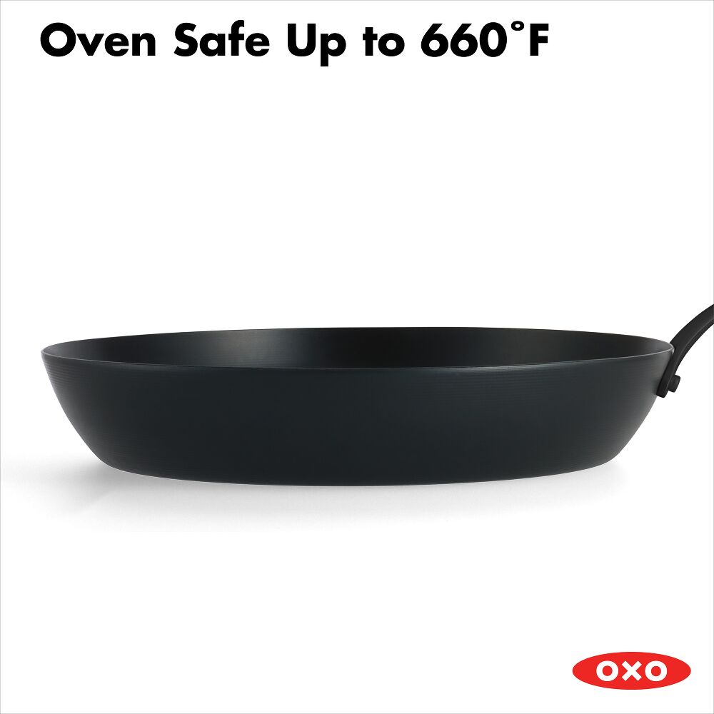 OXO Carbon Steel Obsidian Series 12-Inch Frypan with Silicone Sleeve F2