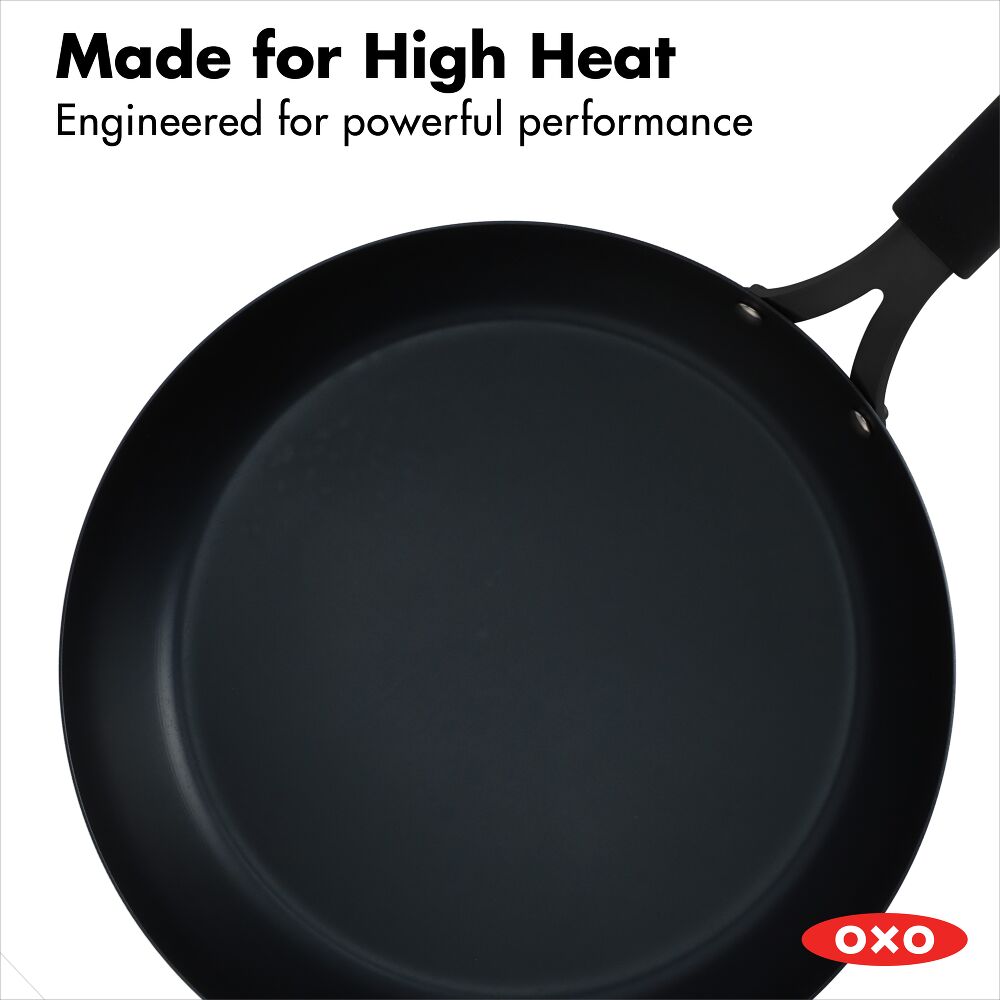 OXO Carbon Steel Obsidian Series 12-Inch Frypan with Silicone Sleeve F2