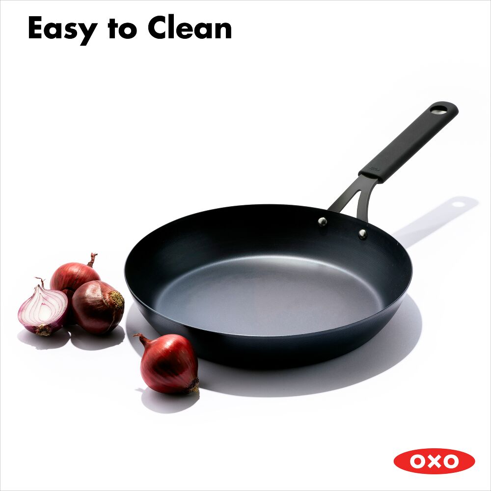 OXO Carbon Steel Obsidian Series 12-Inch Frypan with Silicone Sleeve F2