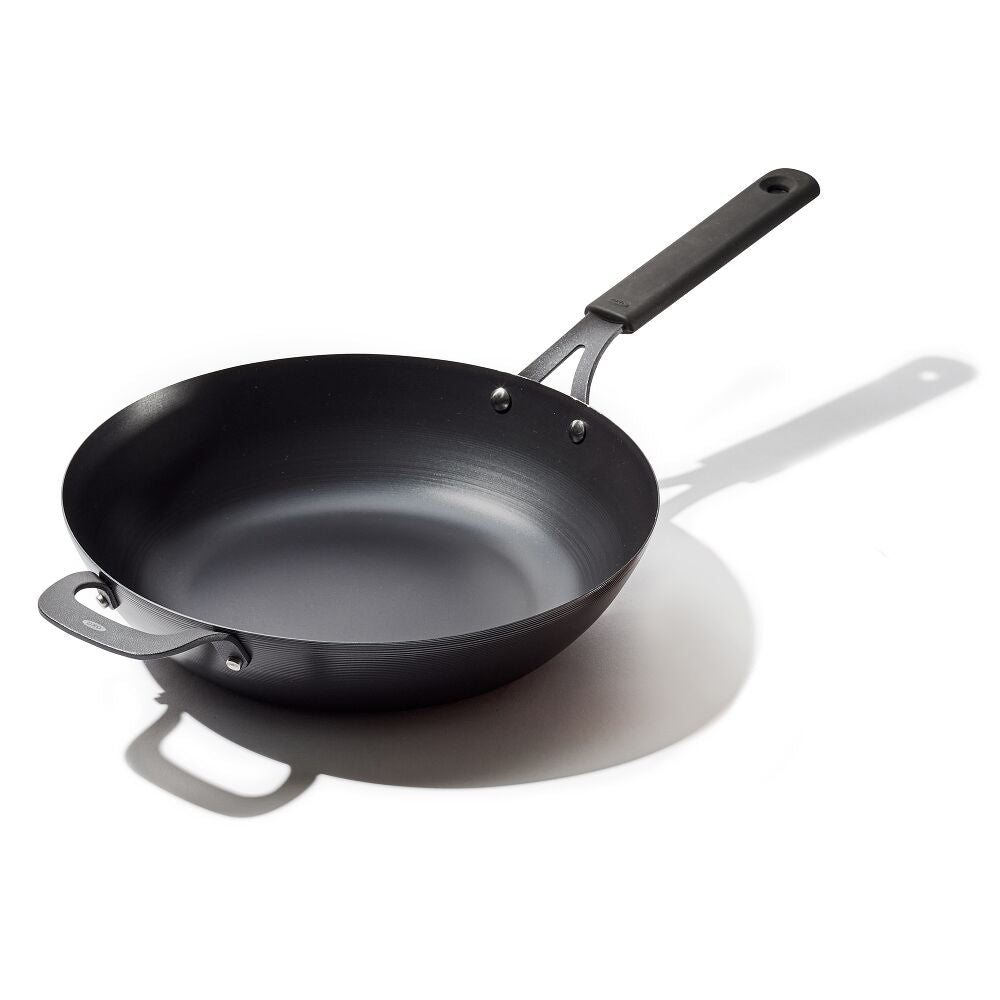 Carbon Steel Obsidian Series 12-Inch Wok with Silicone Sleeve H8