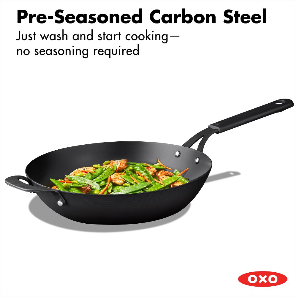 Carbon Steel Obsidian Series 12-Inch Wok with Silicone Sleeve H8