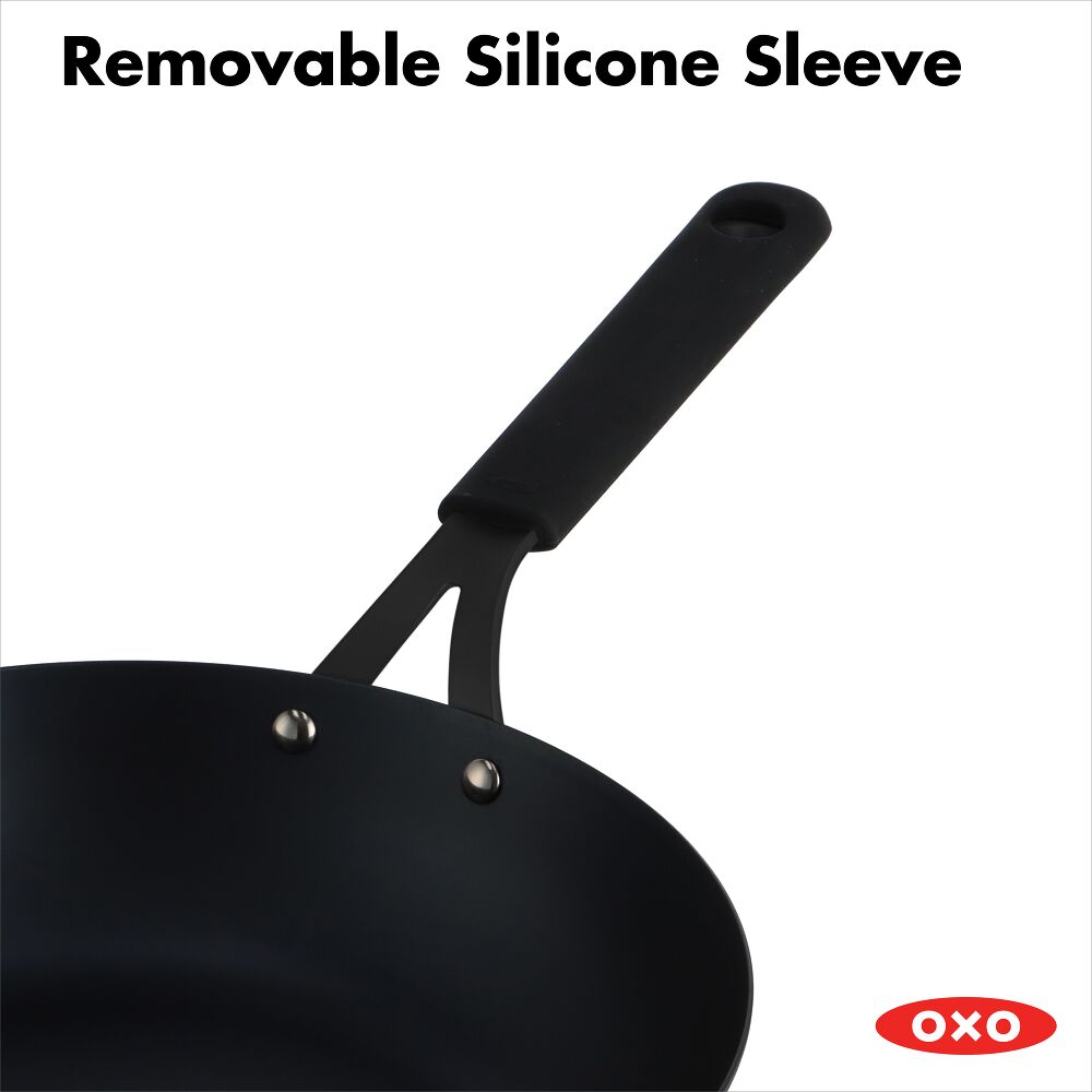 Carbon Steel Obsidian Series 12-Inch Wok with Silicone Sleeve H8