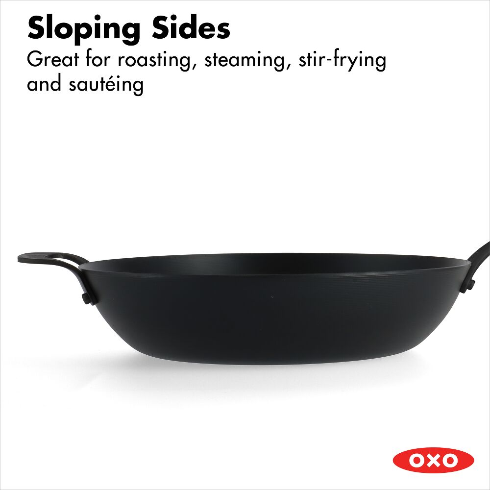 Carbon Steel Obsidian Series 12-Inch Wok with Silicone Sleeve H8