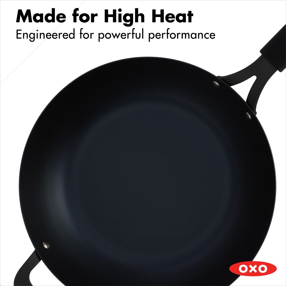 Carbon Steel Obsidian Series 12-Inch Wok with Silicone Sleeve H8