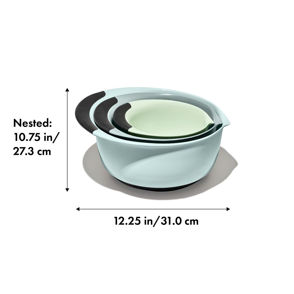 3 Piece Mixing Bowl Set - Cadet Blue, Tower Grey, Jade E2