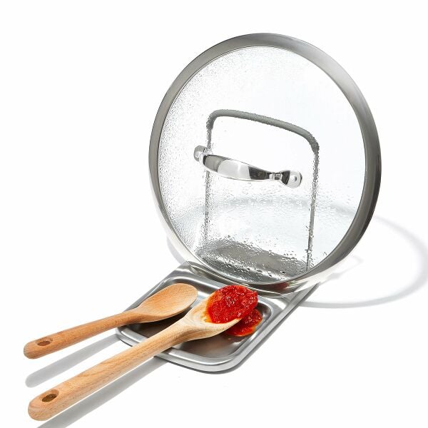 Stainless Steel Spoon Rest with Lid Holder J3