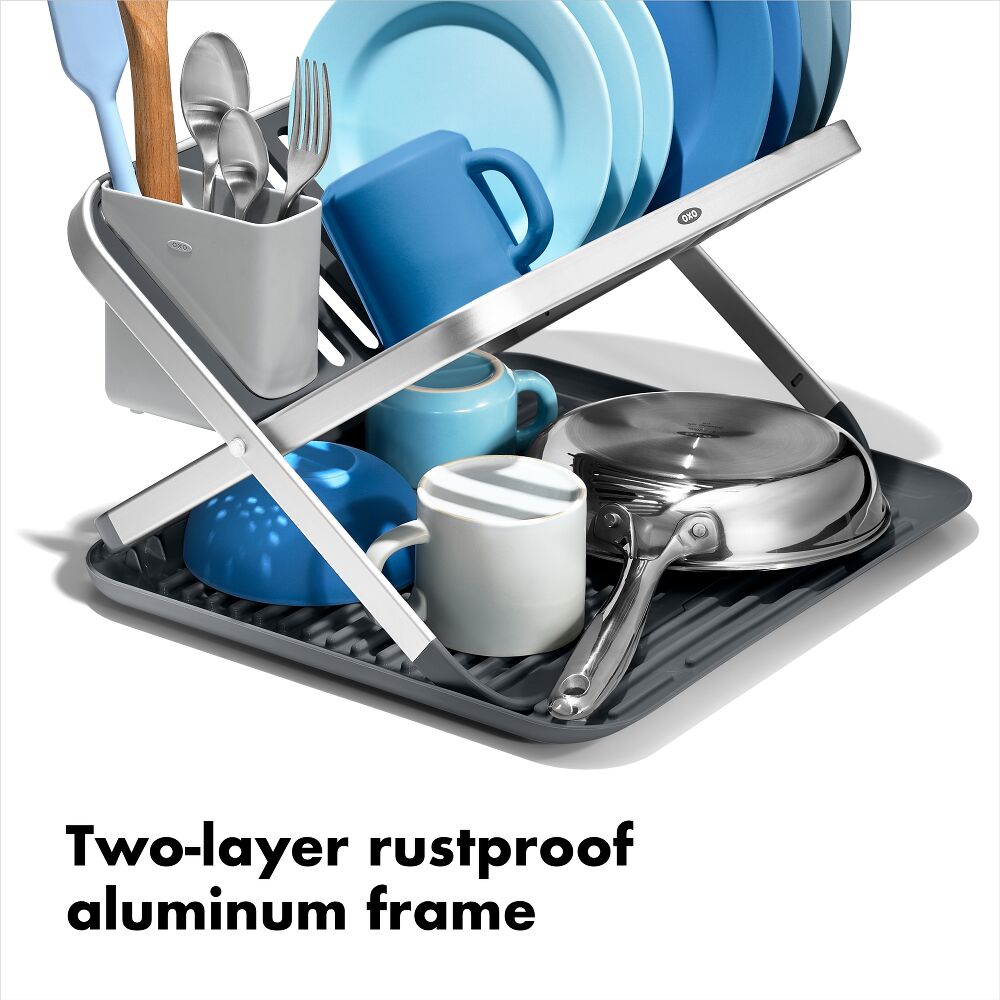 OXO Good Grips Aluminum Fold Flat Dish Rack V8