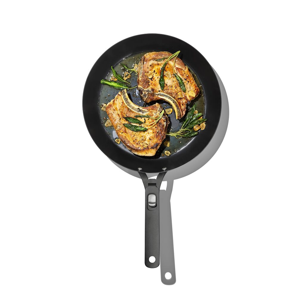 Outdoor 12-inch Carbon Steel Pan with Removable Handle F4