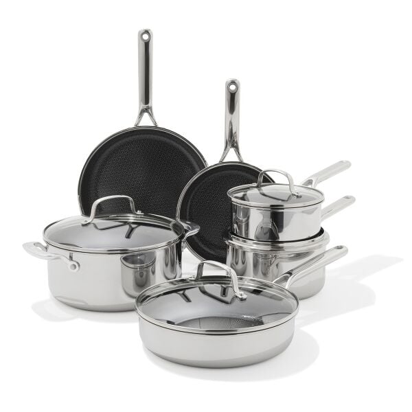 Trident Hybrid Non-Stick Stainless Steel 10-Piece Set E6