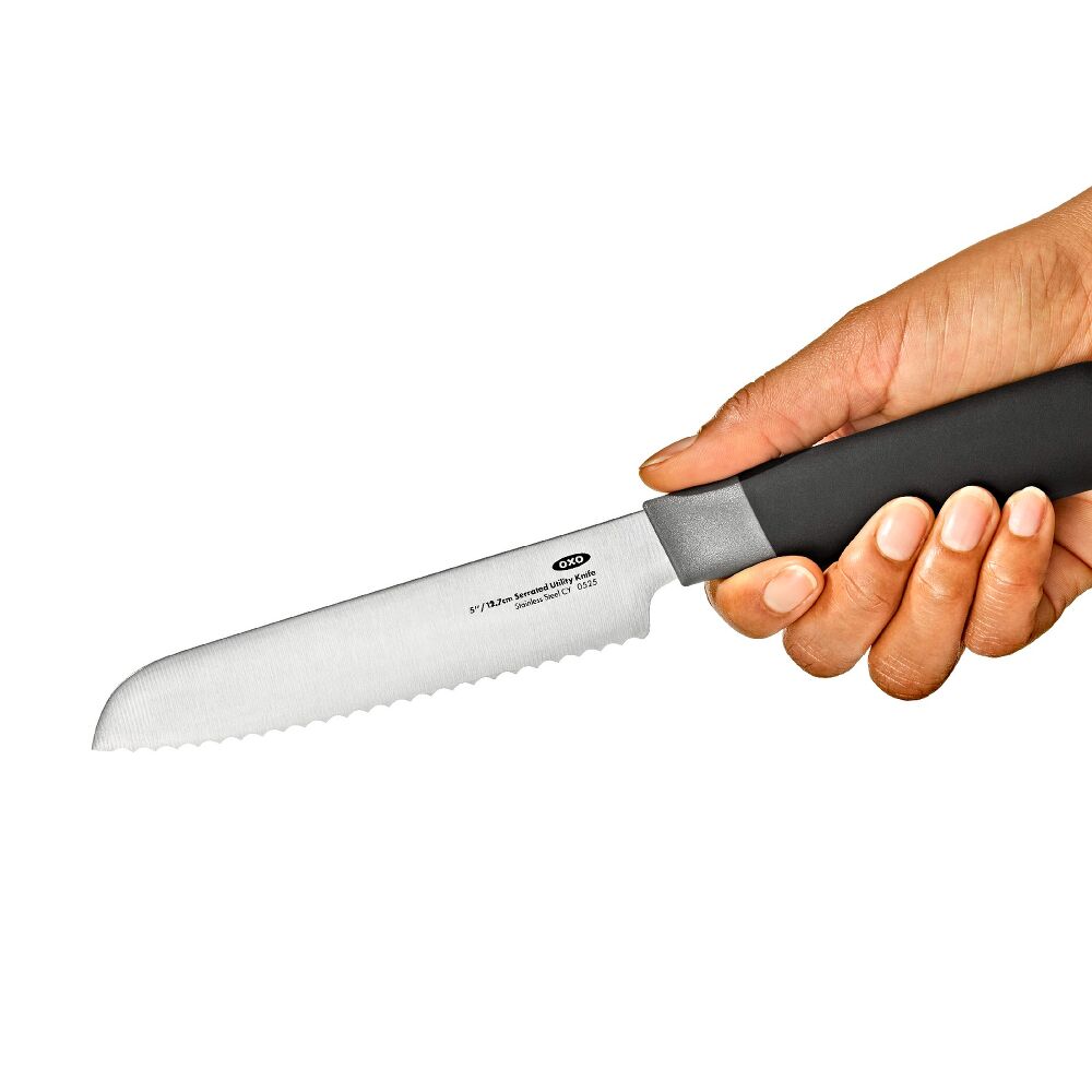 5 in Serrated Utility Knife with Locking Sheath H4