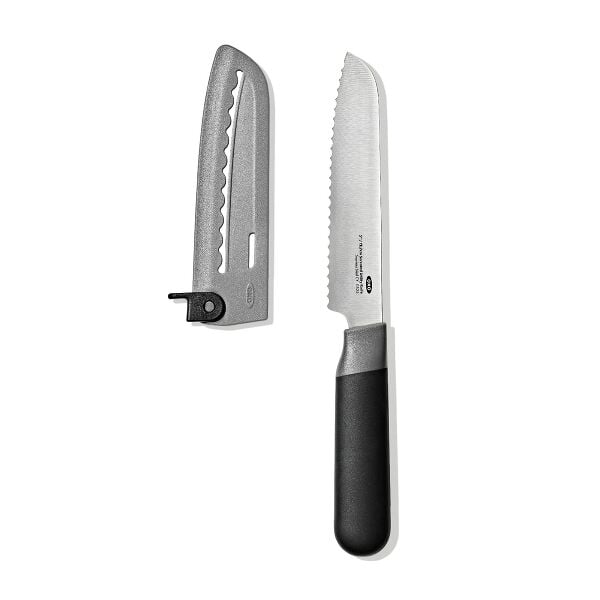 5 in Serrated Utility Knife with Locking Sheath H4