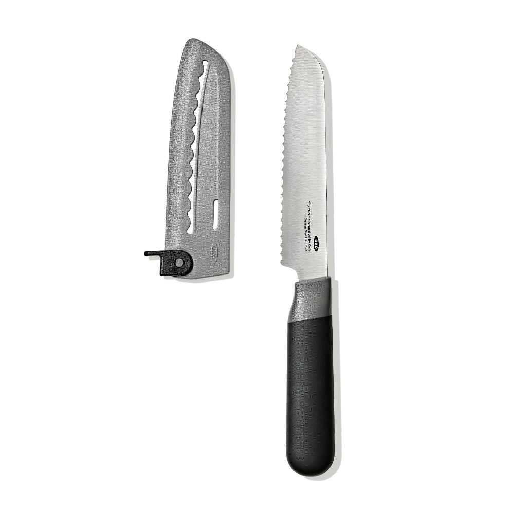 5 in Serrated Utility Knife with Locking Sheath H4