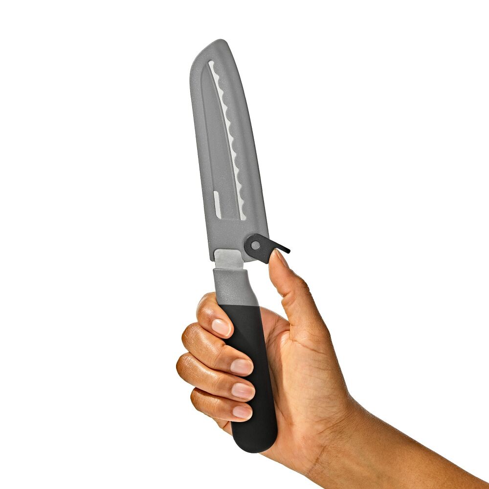 5 in Serrated Utility Knife with Locking Sheath H4