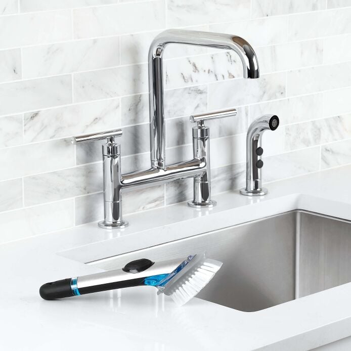 Steel Soap Dispensing Dish Brush Q0