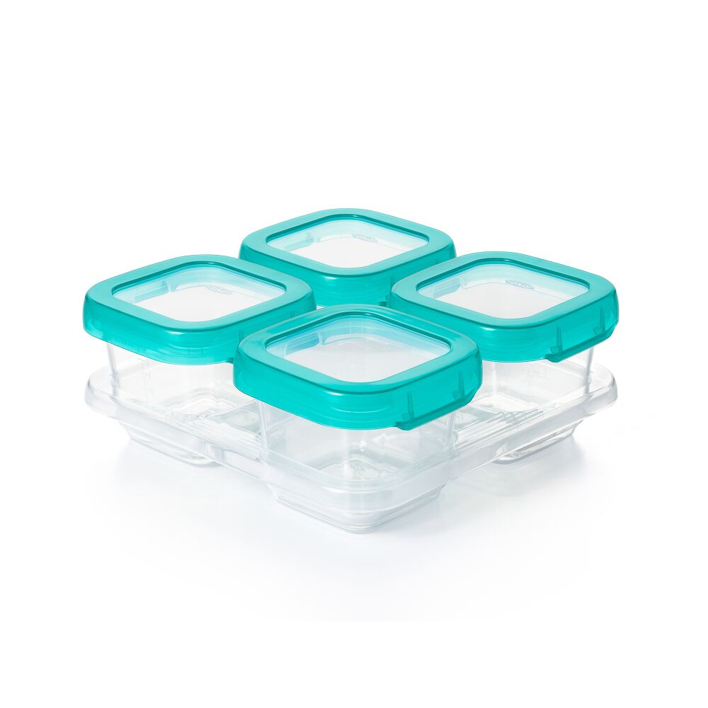 6 oz Baby Blocks™ Plastic Freezer Storage Containers - Tot Teal D9