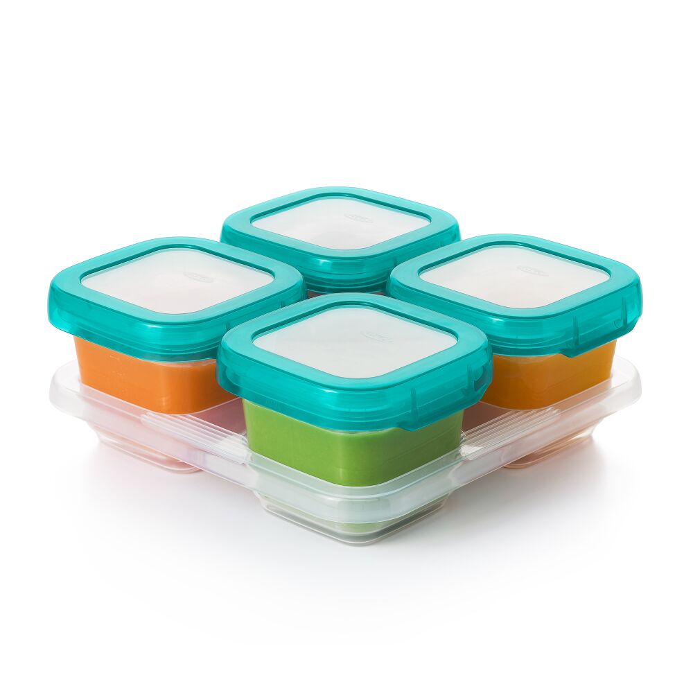 6 oz Baby Blocks™ Plastic Freezer Storage Containers - Tot Teal D9