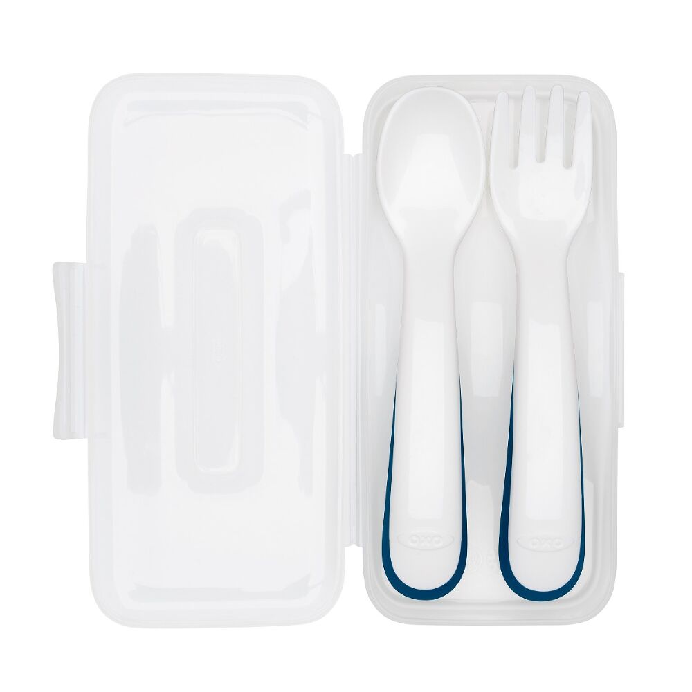 On-the-Go Plastic Fork and Spoon Set with Travel Case B0