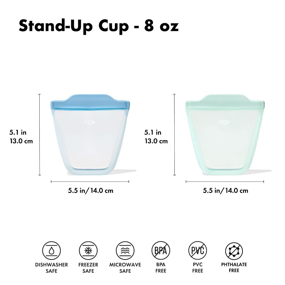 Tot Silicone Reusable Bag - 2-Piece Stand-Up Cup Set Q9
