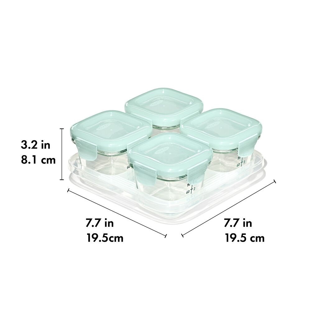 Glass Baby Blocks Food Storage Containers (4 oz) - Opal C7