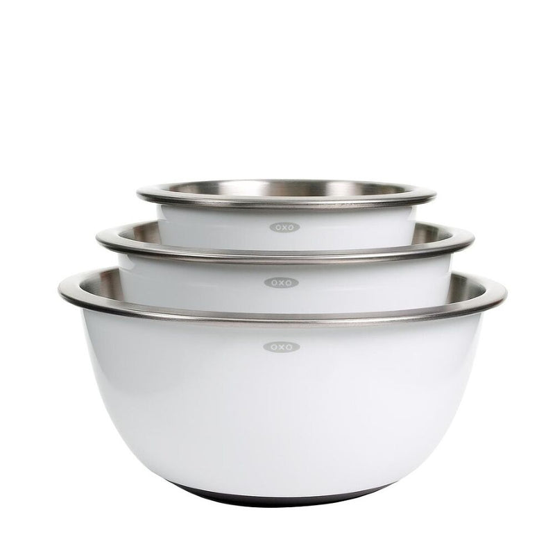 3-Piece Stainless Steel Mixing Bowl Set - White Z0