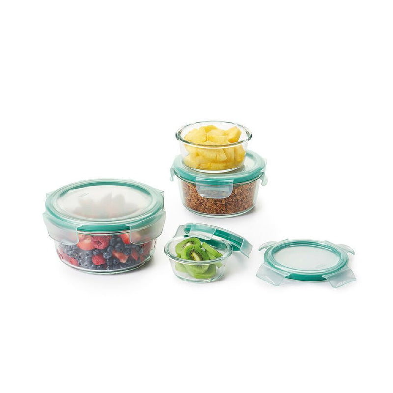 8 Piece Smart Seal Glass Round Container Set J3