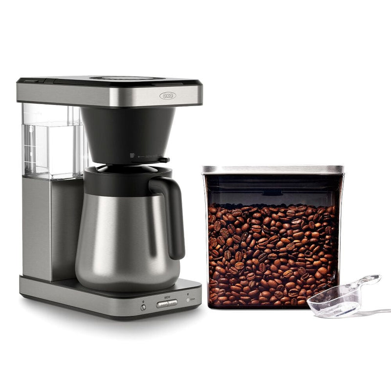 8-Cup Coffee Maker & Steel Coffee POP Container (1.7 Qt) with Scoop Bundle U0