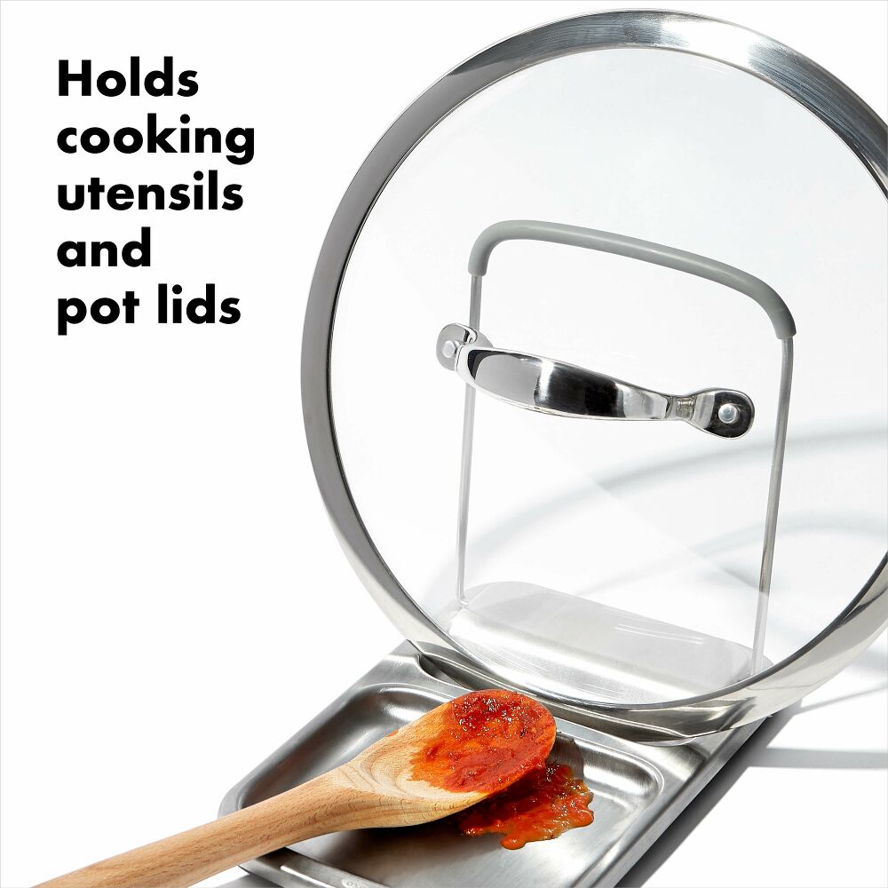 Stainless Steel Spoon Rest with Lid Holder J3