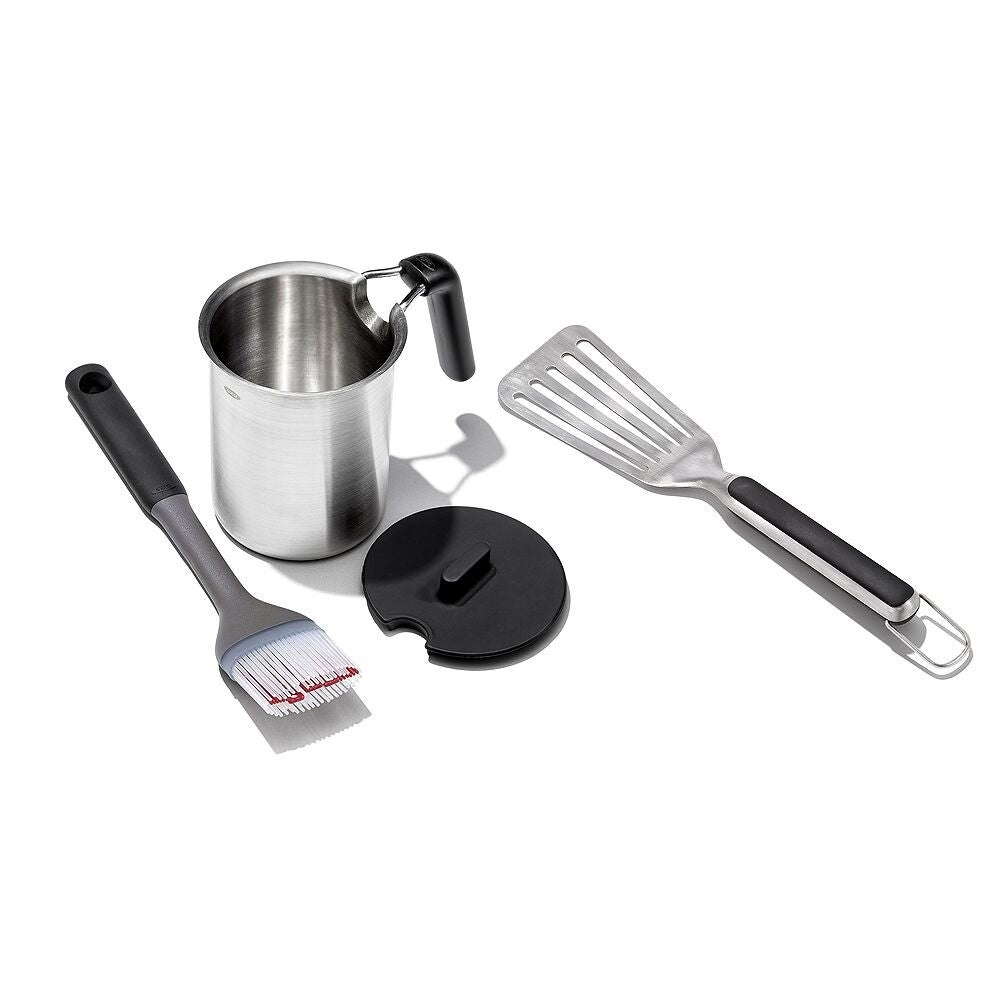Grilling Basting Pot and Brush Set & Grilling Precision Turner Bundle Y1