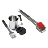 Grilling Basting Pot and Brush Set & Nylon Grill Brush for Cold Cleaning Bundle W7