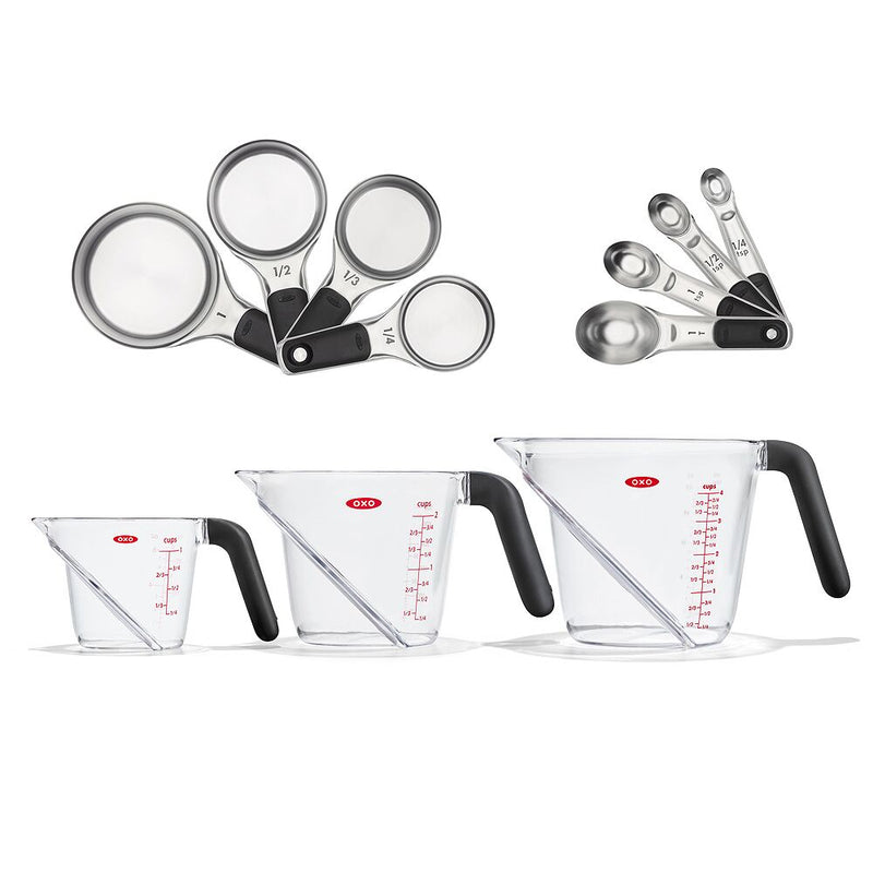 3 Piece Angled Measuring Cup Set & Stainless Steel Measuring Cups and Spoons Set Bundle B4