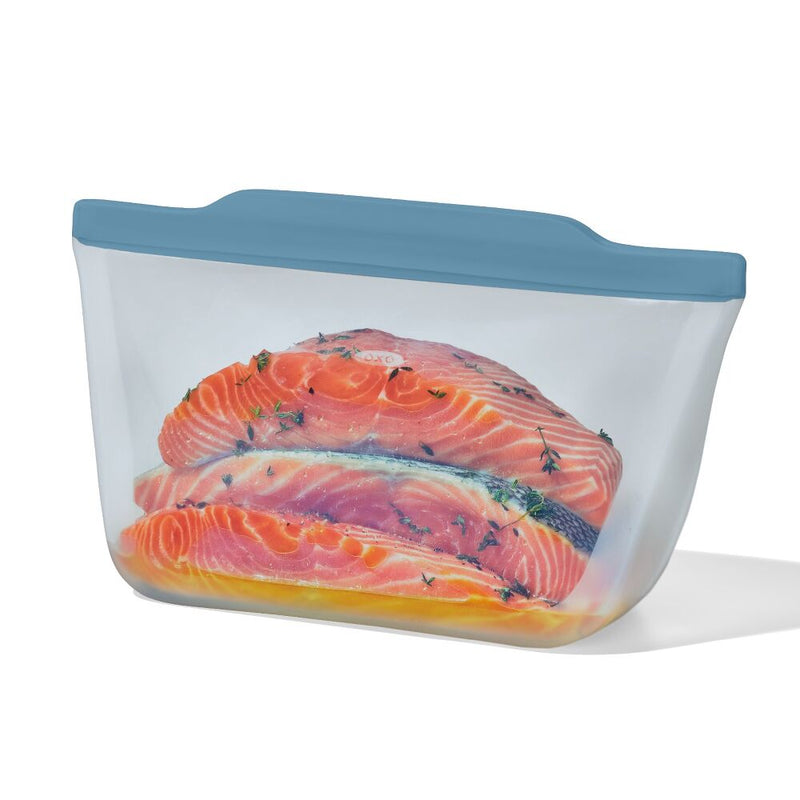 Silicone Reusable Bag  Stand-Up Half Gallon (64 oz) - Ocean Blue U3