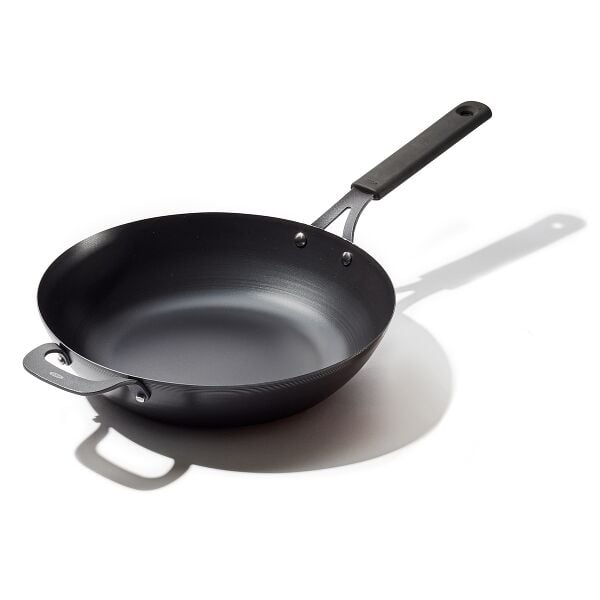 Carbon Steel Obsidian Series 12-Inch Wok with Silicone Sleeve H8