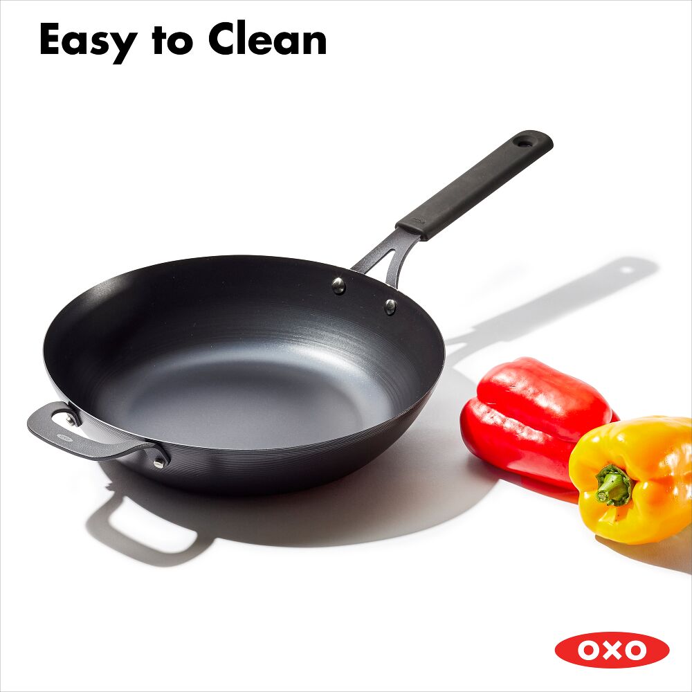Carbon Steel Obsidian Series 12-Inch Wok with Silicone Sleeve H8