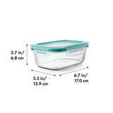 Smart Seal 3.5 Cup Glass Rectangle Container - Teal X1