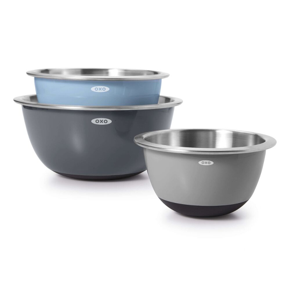 3-Piece Stainless Steel Mixing Bowl Set - Blue/Gray V2