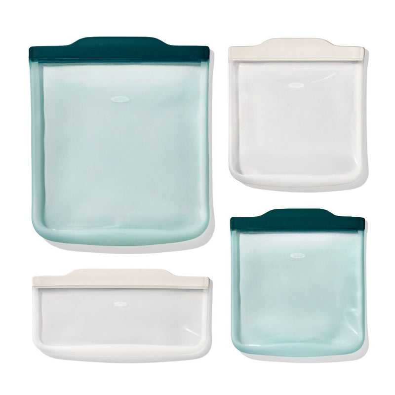 Silicone Reusable Bag - 4 Piece Starter Set - Oat/Lagoon J8