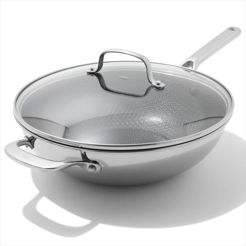 Trident Hybrid Non-Stick Stainless Steel 5 Qt Wok with Lid H7