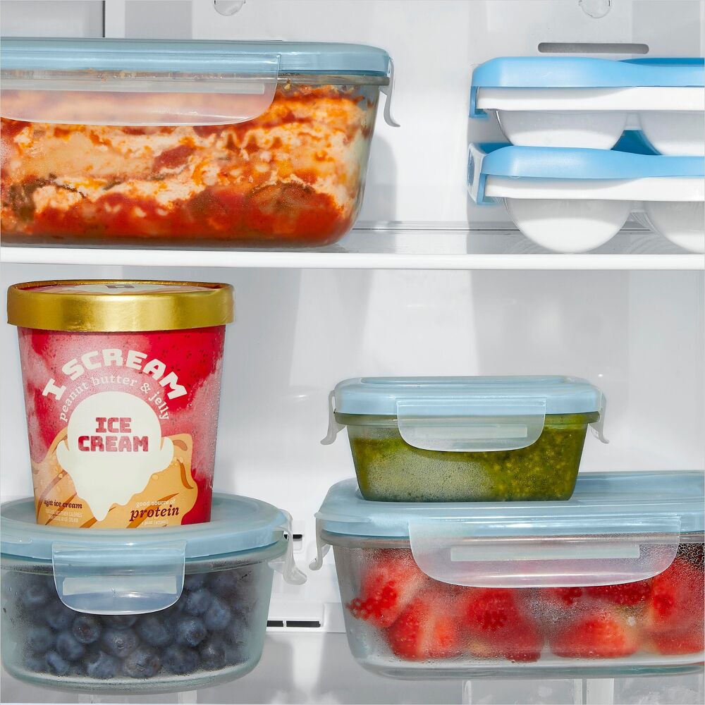 Smart Seal 4-Cup Glass Round Container - Arctic Blue V1