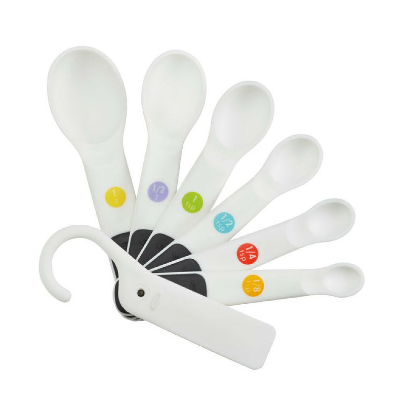 7 Piece Plastic Measuring Spoons - White F1