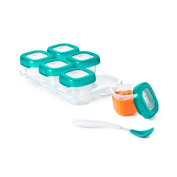 2 oz Baby Blocks™ Plastic Freezer Storage Containers - Tot Teal Q1