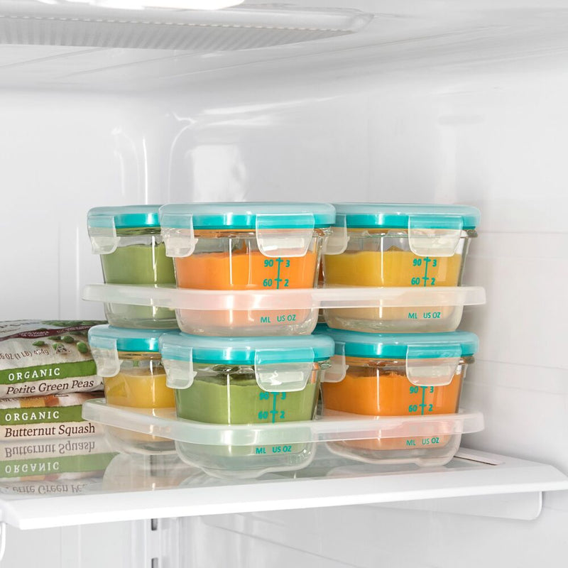 Baby Blocks Glass Food Storage Containers 4 Oz - Tot Teal C4